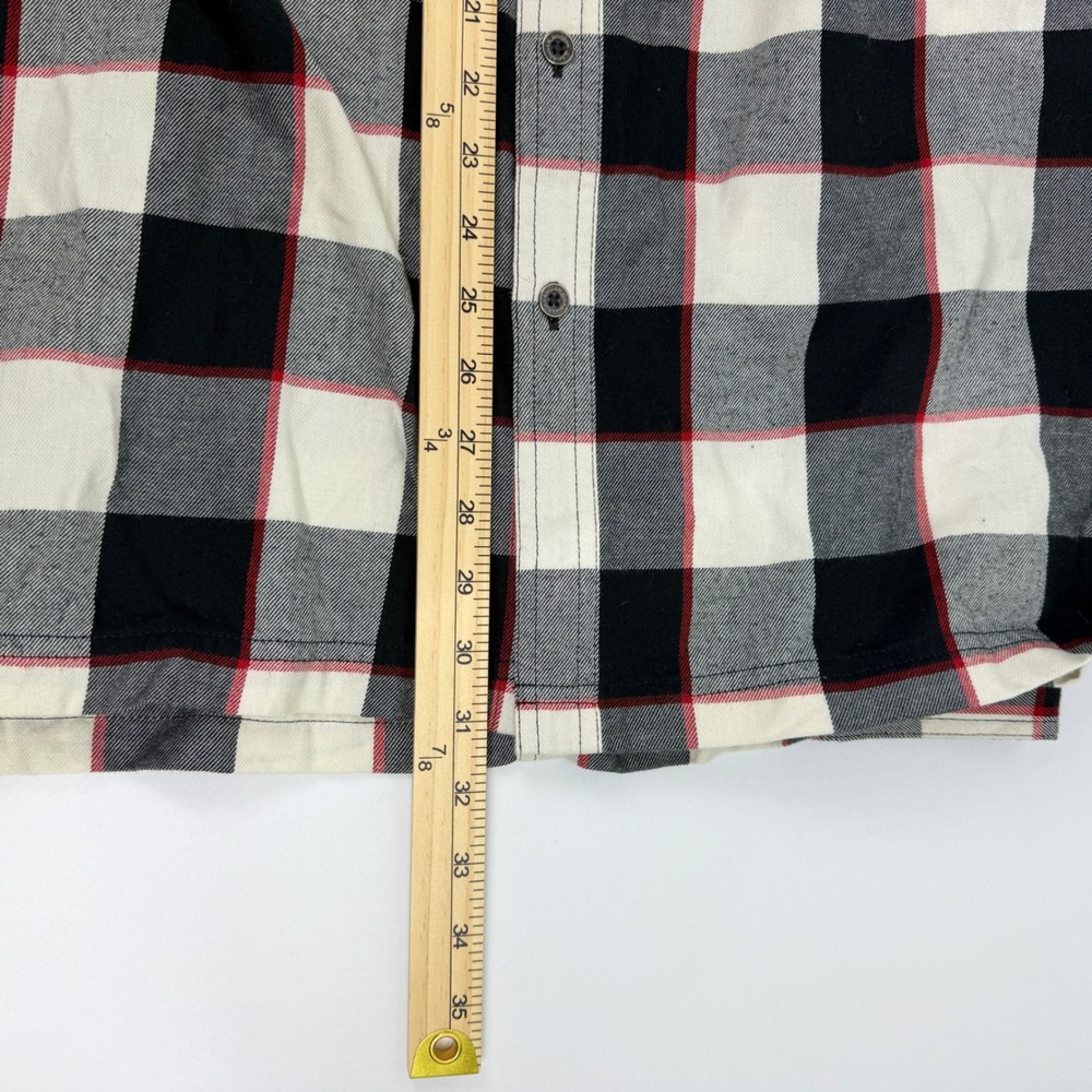 Wrangler ATG Mens XXL Plaid Flannel Shirt All Terrain Gear Elbow Patch Black Red - Picture 14 of 14